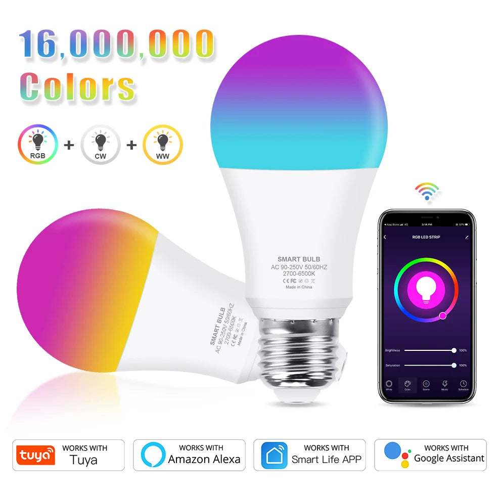 Smart LED Glühbirne E27 WiFi RGB App Alexa Google