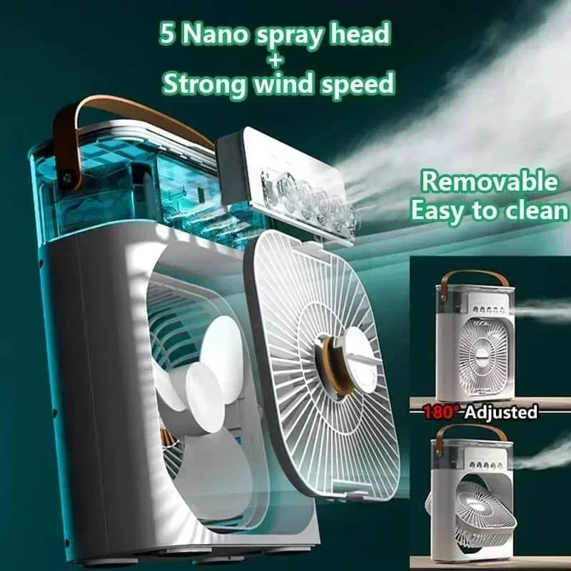 3-in-1 Ventilator & Mini-Luftkühler mit LED-Nachtlicht