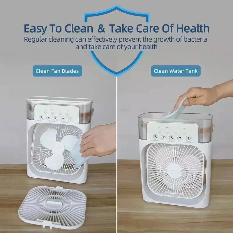 3-in-1 Ventilator & Mini-Luftkühler mit LED-Nachtlicht