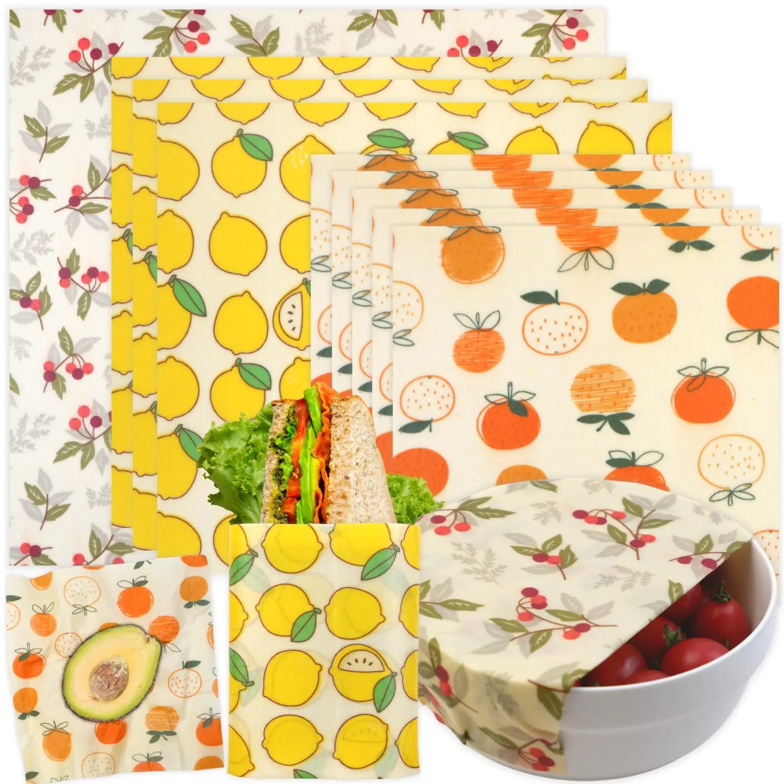 Wiederverwendbare Bienenwachstücher Lebensmittelwrap 3er Set